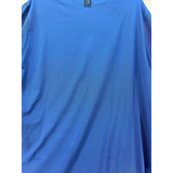 Foot Joy Polo Golf Shirt Men's XL Blue Micro Feeder Stripe Lisle Short Sleeve - Picture 6 of 9